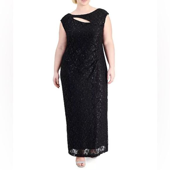 Connected Apparel Cutout-Detail Lace Maxi Dress Black Women’s Sz 10 - Picture 1 of 6